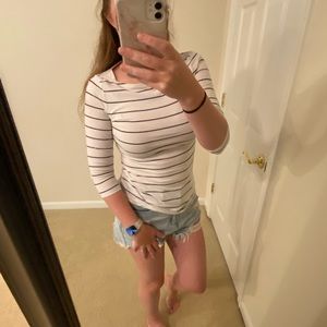 Xsmall three quarter length sleeve stripped blouse